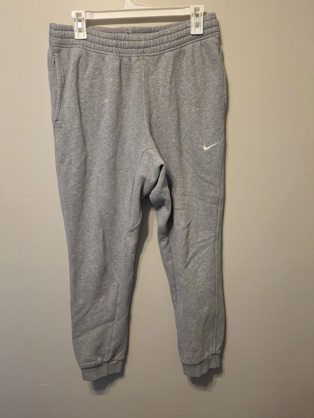 Nike Gray Men's Fleece Joggers with Swoosh Logo